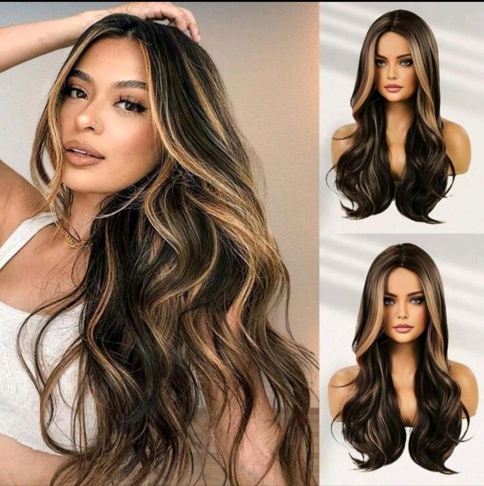 Luxurious Brown and Blonde Highlight Wig